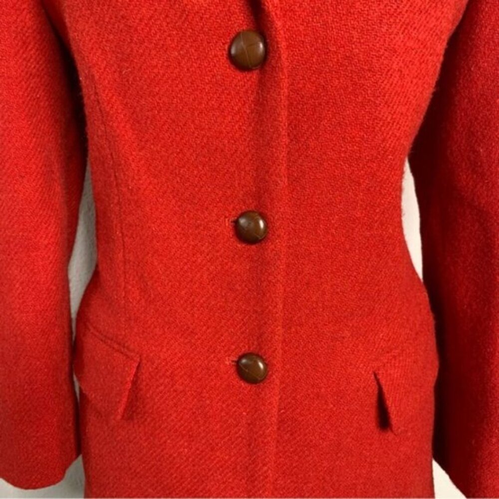 Valentini Red Wool Vintage Single Breasted Blazer - Picture 9 of 15